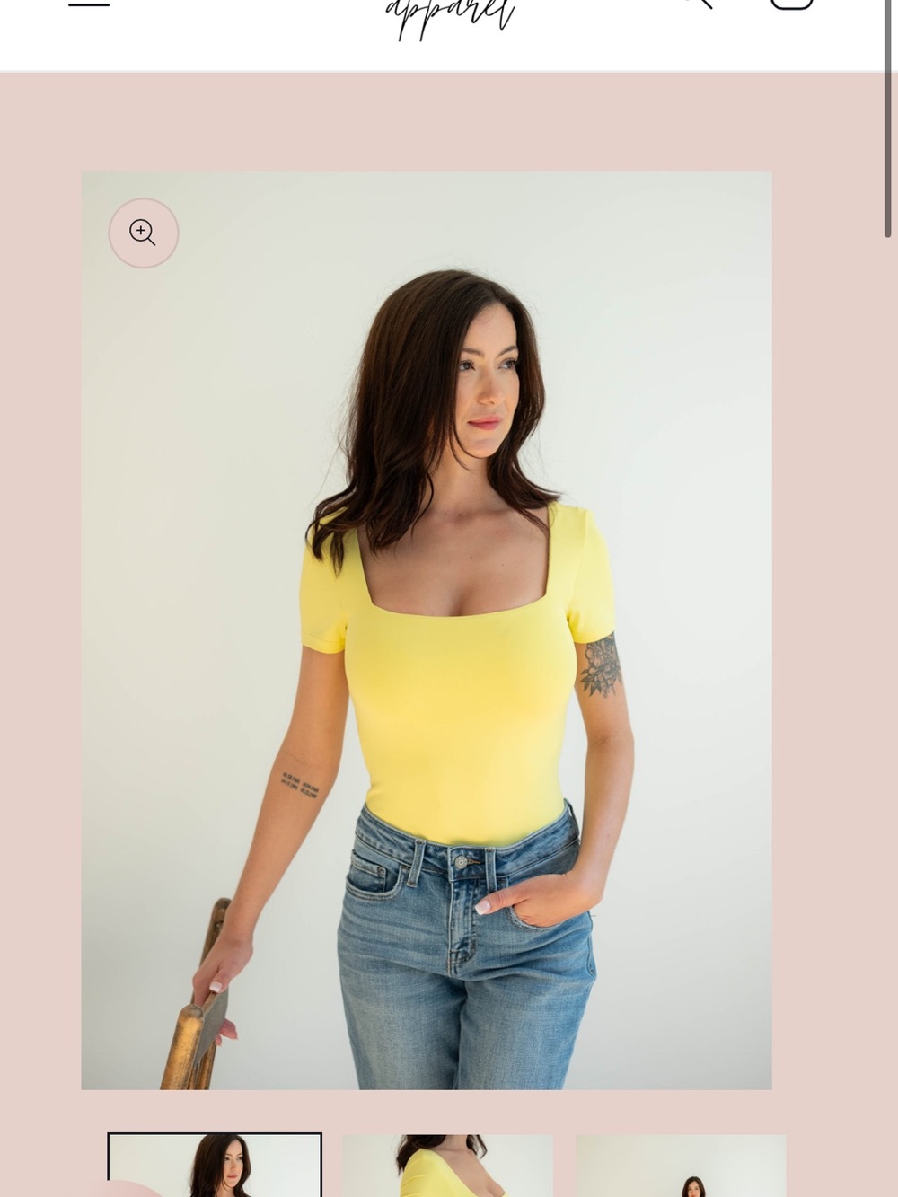 Square Neck Short Sleeve Bodysuit in Yellow
